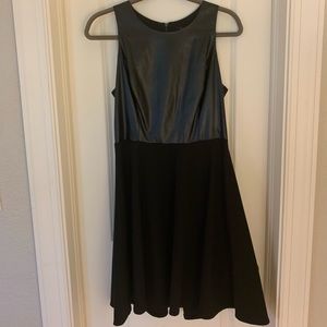 Laundry Shelli Segal Faux leather flare dress 10p